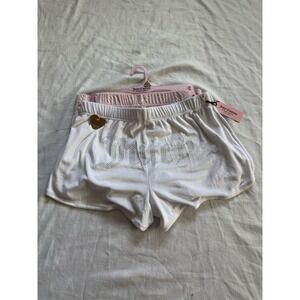 NEW JUICY COUTURE Sleep Shorts Set 2-Pack Women's Size Large Pink White Bling